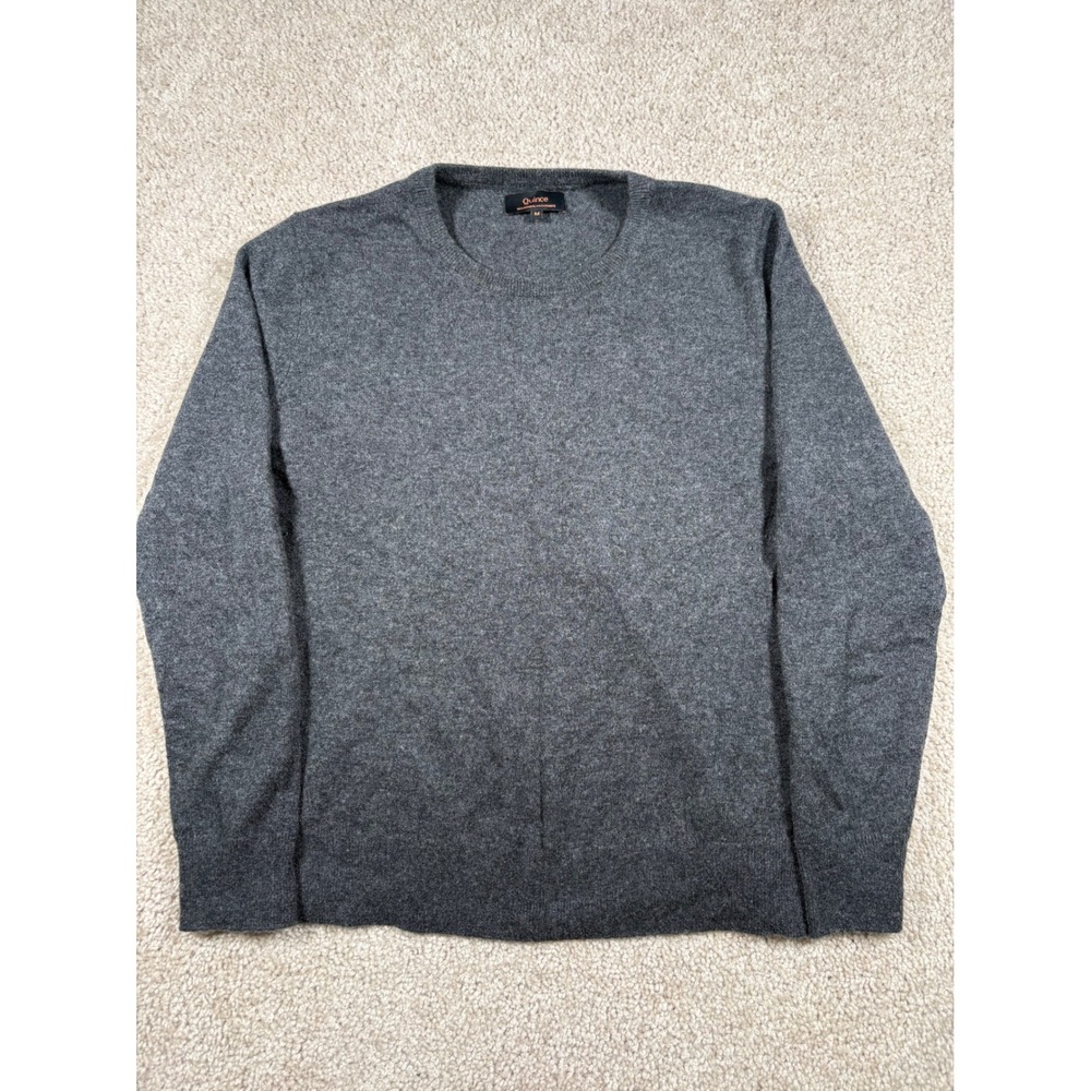 Quince Mens 100% Mongolian Cashmere Crew Neck Sweater Charcoal Gray Size M